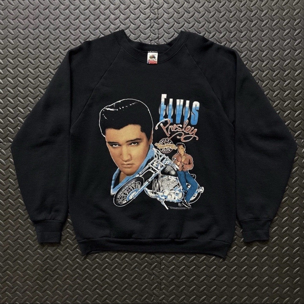 Vintage Elvis Presley Fruit Of The Loom Black Pullover